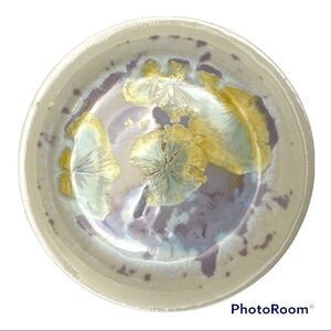 Crystalline Glaze Small Ceramic Trinket Dish- Yellow & Lilac
